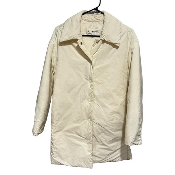 MANGO Cream Off White Puffer Padded Button Down Puff Coat - Picture 6 of 13